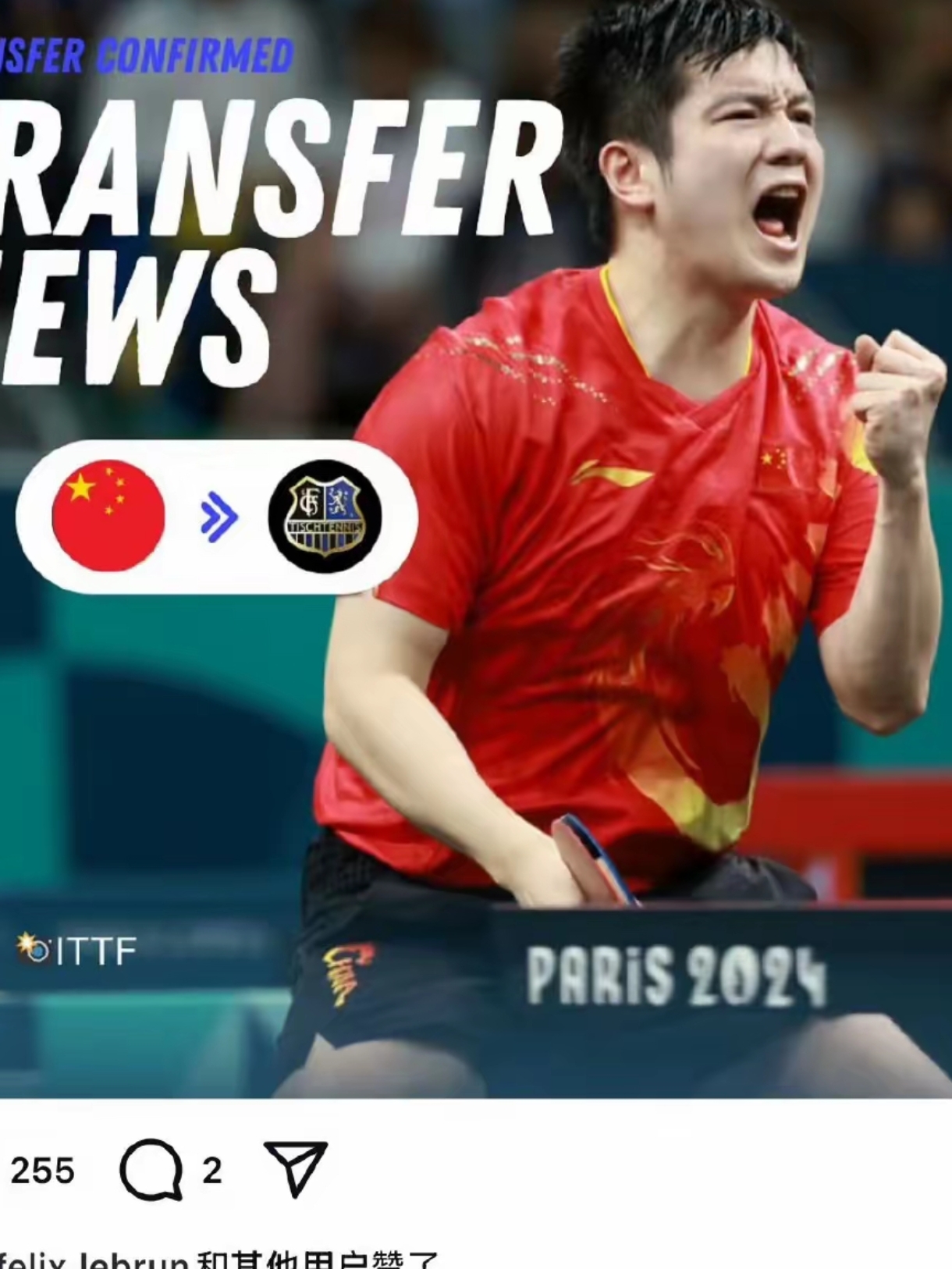 中国队逆转德国队，樊振东状态火热的简单介绍